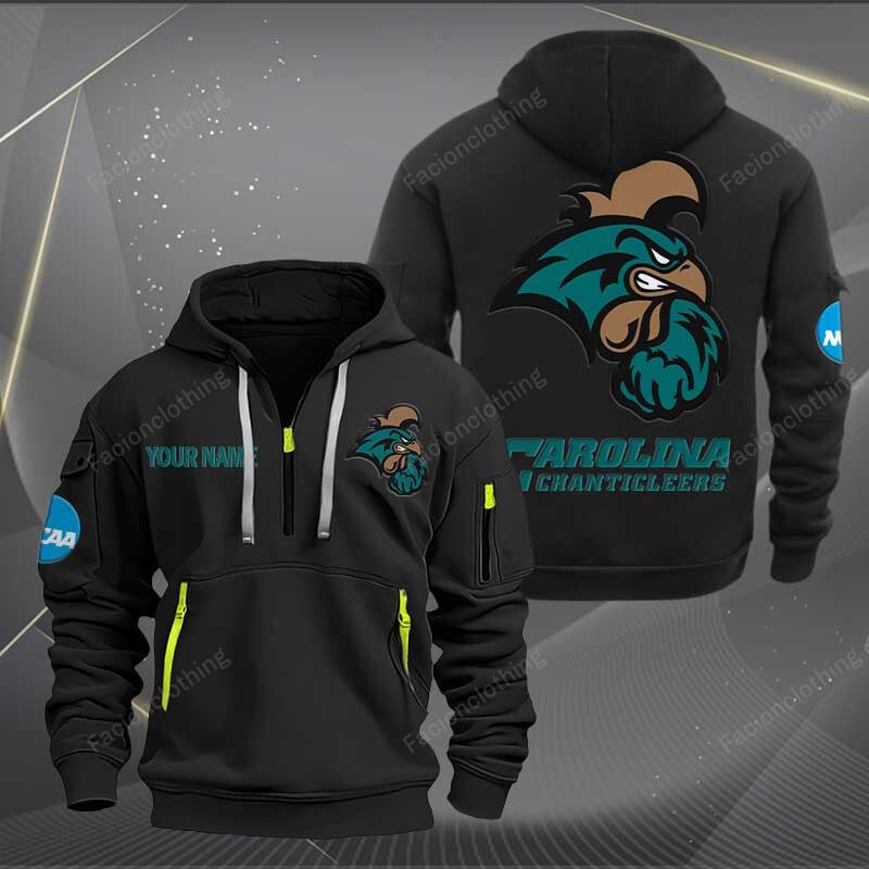 Sportswearmerch Coastal Carolina Chanticleers NCAA Personalized Half Zip Hoodie For Fan