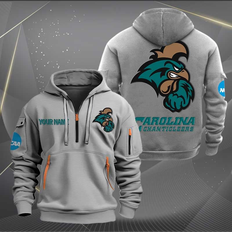 Sportswearmerch Coastal Carolina Chanticleers NCAA Personalized Half Zip Hoodie For Fan