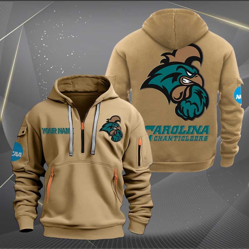 Sportswearmerch Coastal Carolina Chanticleers NCAA Personalized Half Zip Hoodie For Fan