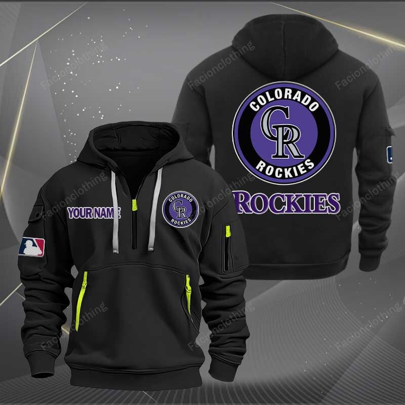 Sportswearmerch Colorado Rockies MLB Half Zip Hoodie For Fan