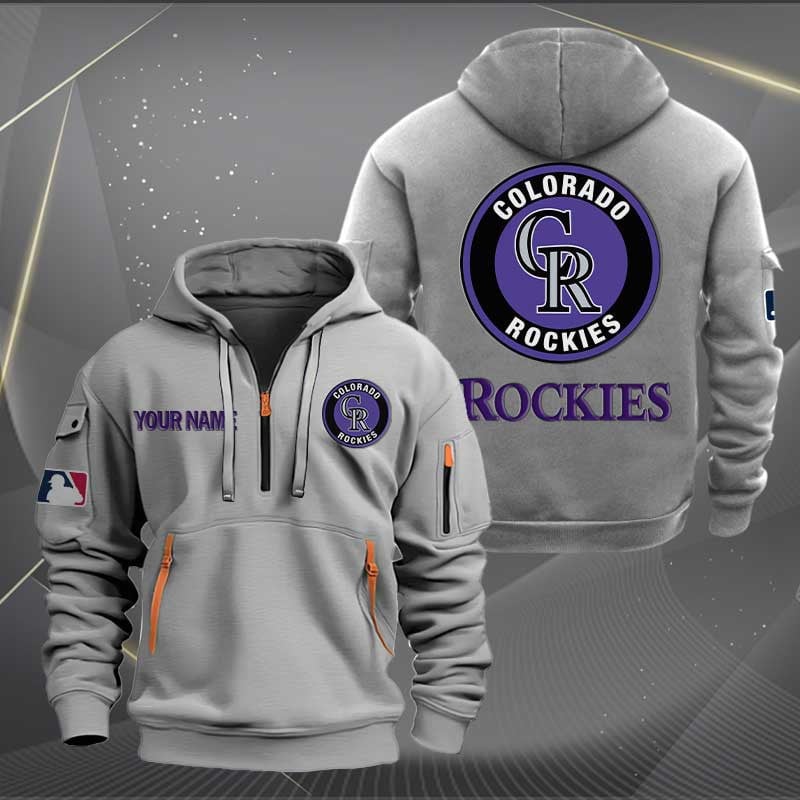 Sportswearmerch Colorado Rockies MLB Half Zip Hoodie For Fan