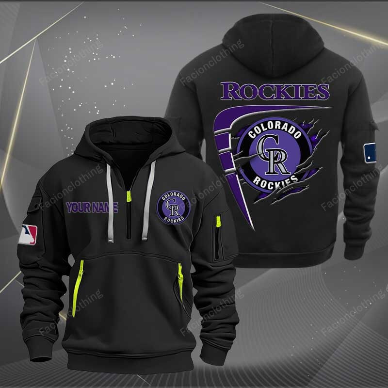Sportswearmerch Colorado Rockies MLB Personalized Half Zip Hoodie For Fan