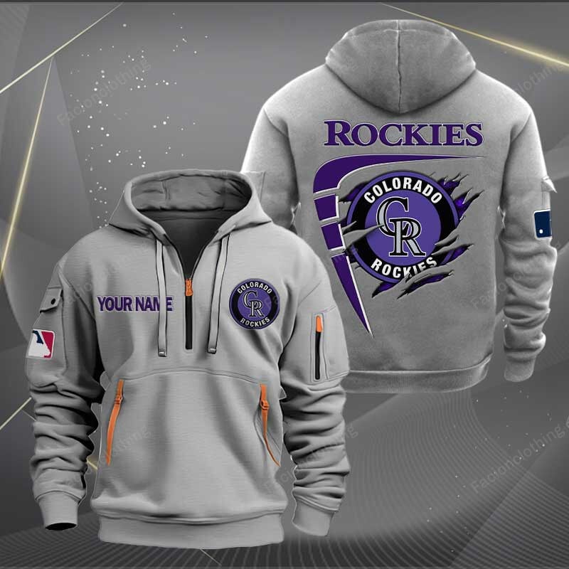 Sportswearmerch Colorado Rockies MLB Personalized Half Zip Hoodie For Fan