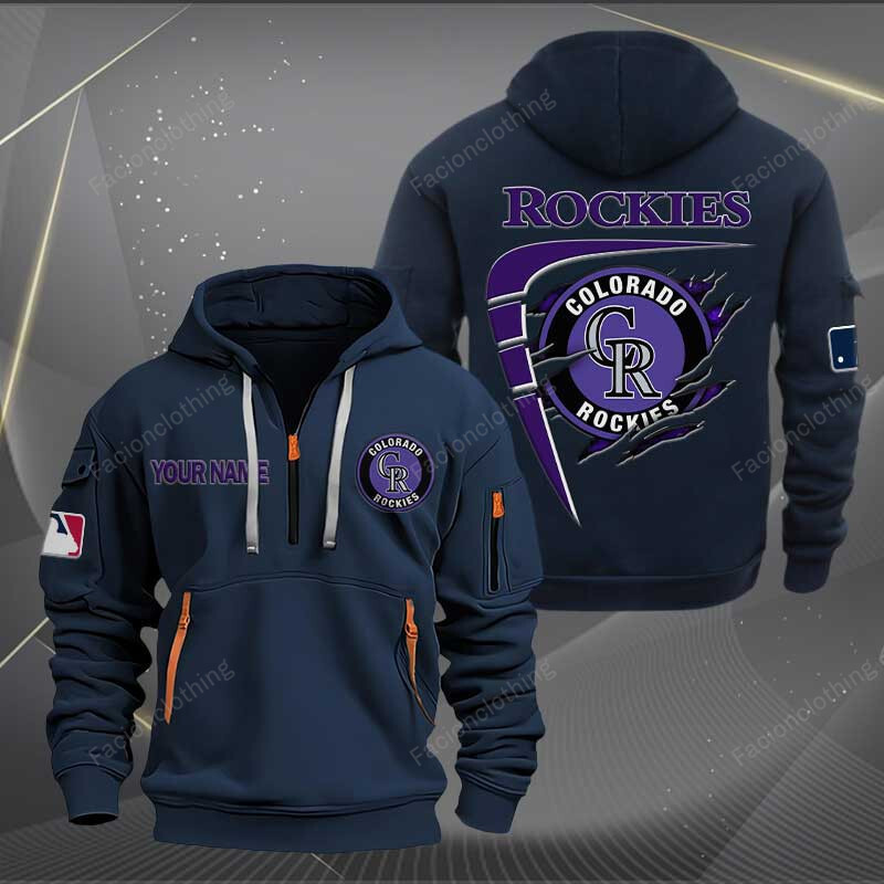 Sportswearmerch Colorado Rockies MLB Personalized Half Zip Hoodie For Fan