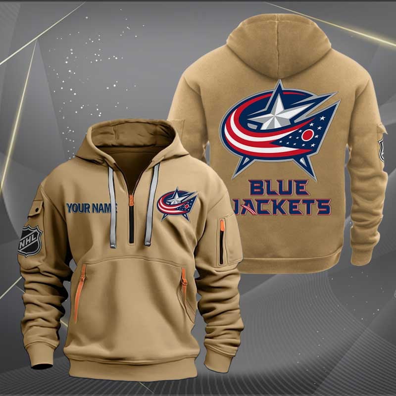 Sportswearmerch Columbus Blue JAC Carkets NHL Half Zip Hoodie For Fan