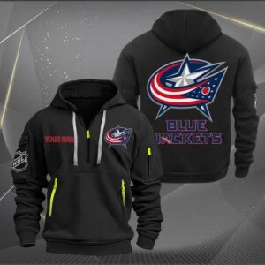 Sportswearmerch Columbus Blue JAC Carkets NHL Half Zip Hoodie For Fan