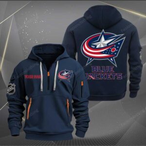 Sportswearmerch Columbus Blue JAC Carkets NHL Half Zip Hoodie For Fan