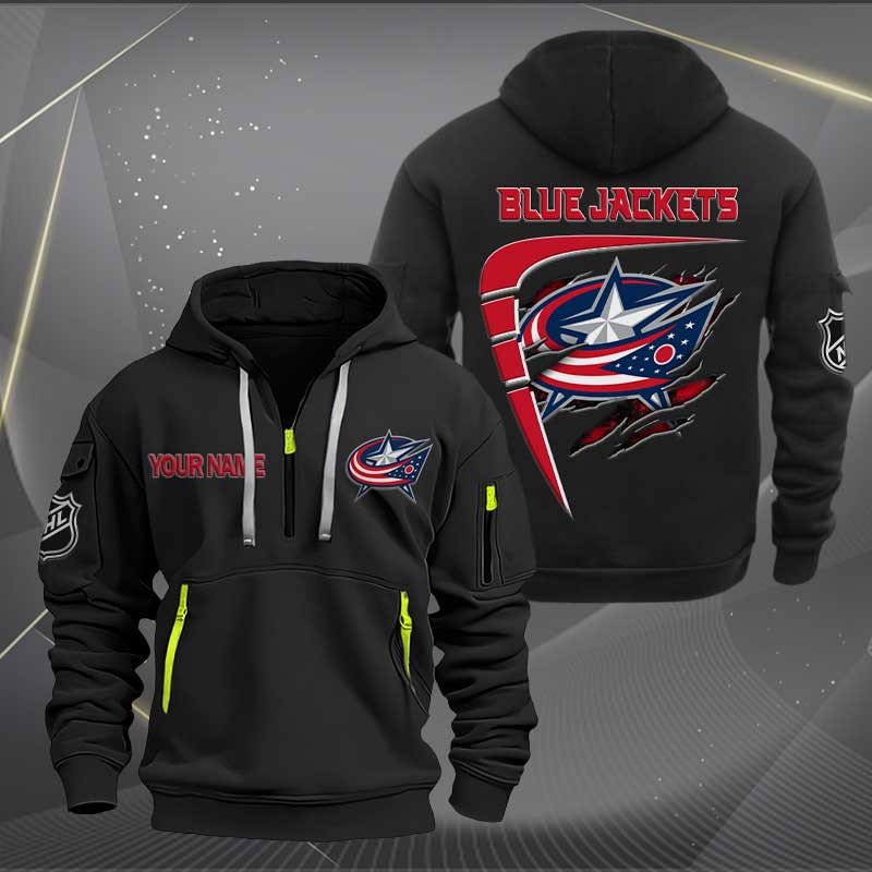 Sportswearmerch Columbus Blue Jackets NHL Personalized Half Zip Hoodie For Fan