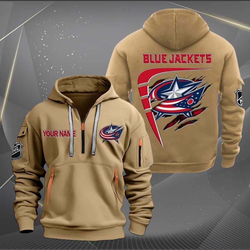 Sportswearmerch Columbus Blue Jackets NHL Personalized Half Zip Hoodie For Fan