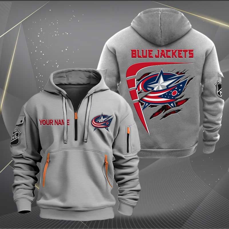 Sportswearmerch Columbus Blue Jackets NHL Personalized Half Zip Hoodie For Fan
