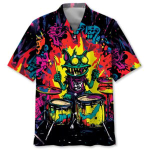 Sportswearmerch Crazy Drum Monster Hawaiian Shirt For Fan