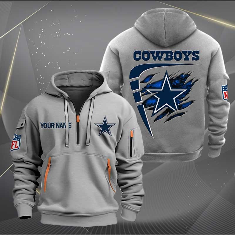 Sportswearmerch Dallas Cowboys NFL Personalized Half Zip Hoodie For Fan