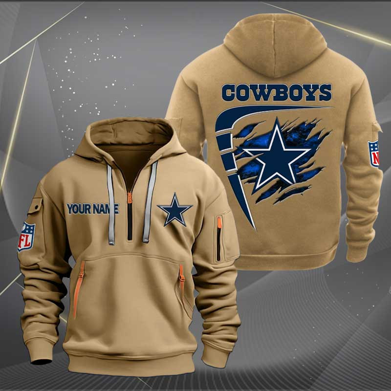 Sportswearmerch Dallas Cowboys NFL Personalized Half Zip Hoodie For Fan