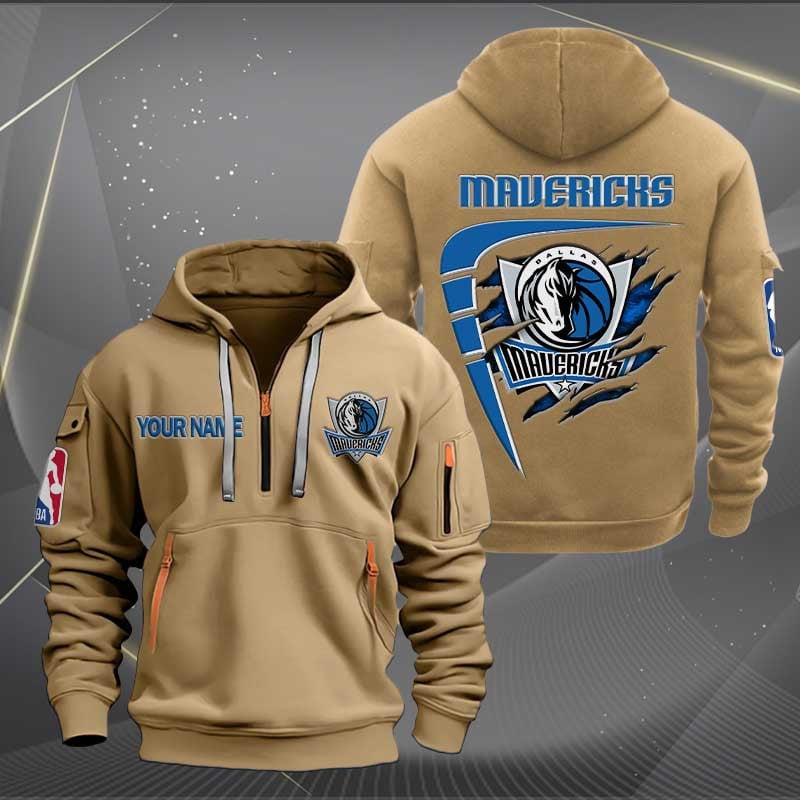 Sportswearmerch Dallas Mavericks NBA Personalized Half Zip Hoodie For Fan