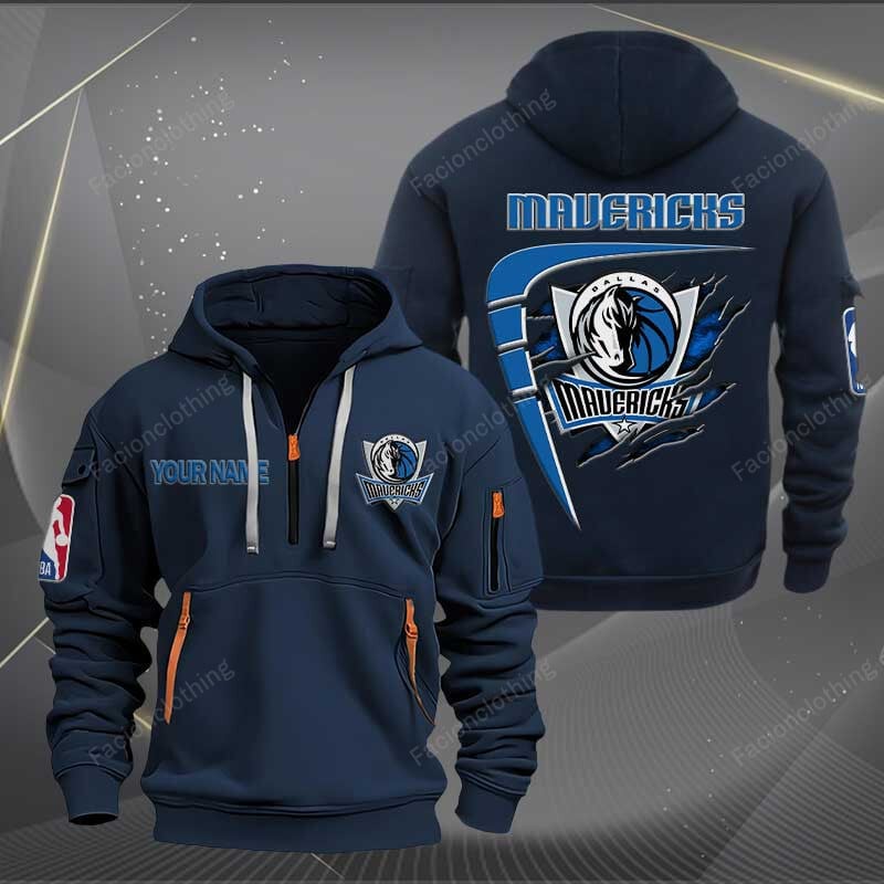 Sportswearmerch Dallas Mavericks NBA Personalized Half Zip Hoodie For Fan
