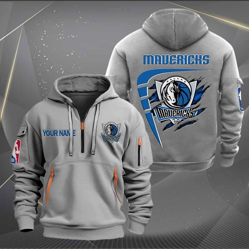 Sportswearmerch Dallas Mavericks NBA Personalized Half Zip Hoodie For Fan