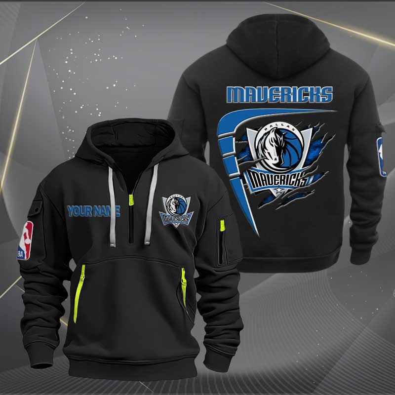 Sportswearmerch Dallas Mavericks NBA Personalized Half Zip Hoodie For Fan