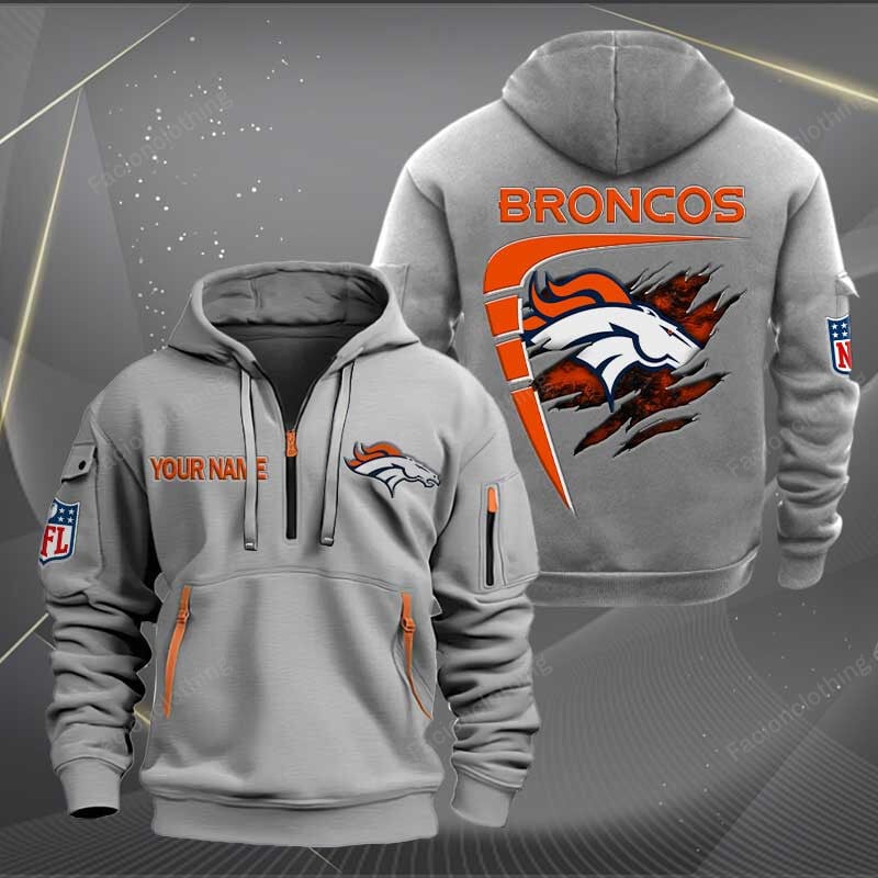 Sportswearmerch Denver Broncos NFL Personalized Half Zip Hoodie For Fan