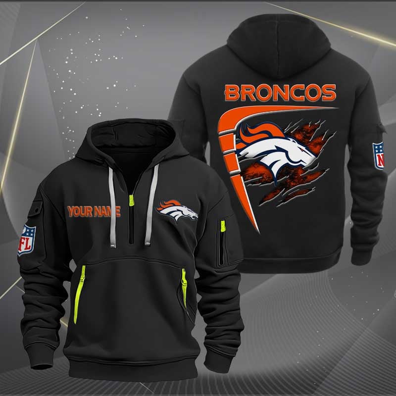Sportswearmerch Denver Broncos NFL Personalized Half Zip Hoodie For Fan