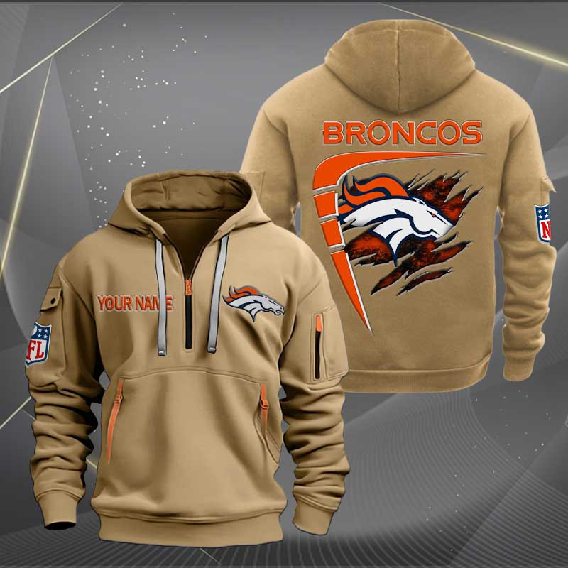 Sportswearmerch Denver Broncos NFL Personalized Half Zip Hoodie For Fan