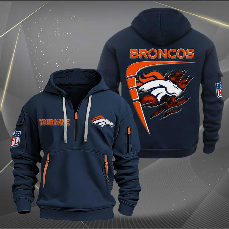 Sportswearmerch Denver Broncos NFL Personalized Half Zip Hoodie For Fan