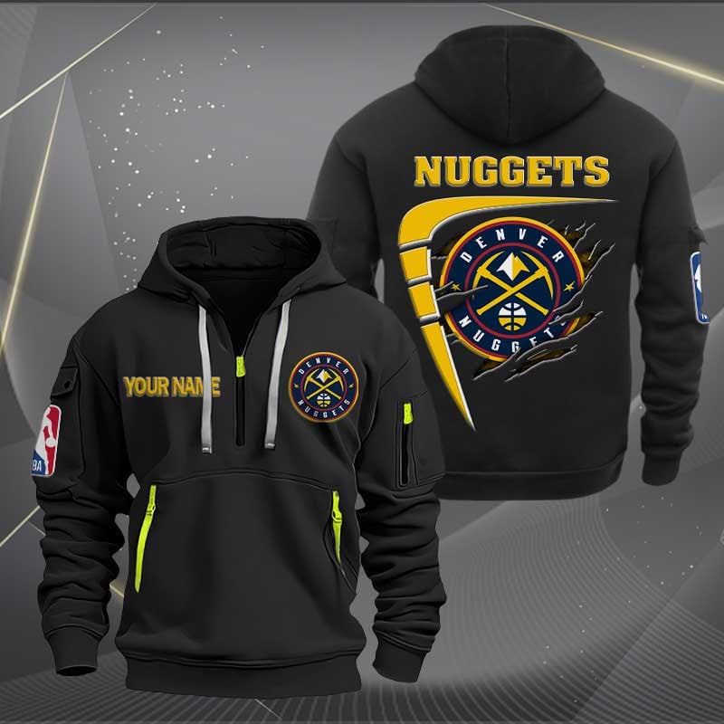 Sportswearmerch Denver Nuggets NBA Personalized Half Zip Hoodie For Fan