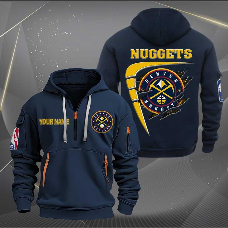 Sportswearmerch Denver Nuggets NBA Personalized Half Zip Hoodie For Fan