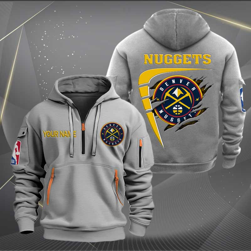 Sportswearmerch Denver Nuggets NBA Personalized Half Zip Hoodie For Fan