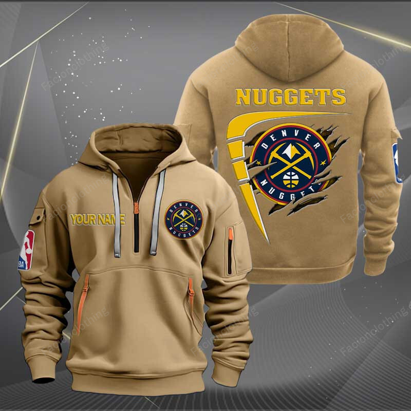 Sportswearmerch Denver Nuggets NBA Personalized Half Zip Hoodie For Fan