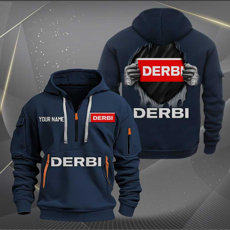 Sportswearmerch Derbi Motorcycles Personalized Half Zip Hoodie For Fan
