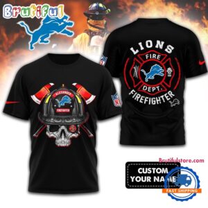 Sportswearmerch Detroit Lions NFL Football Team Fire Fighter T-Shirt For Fan