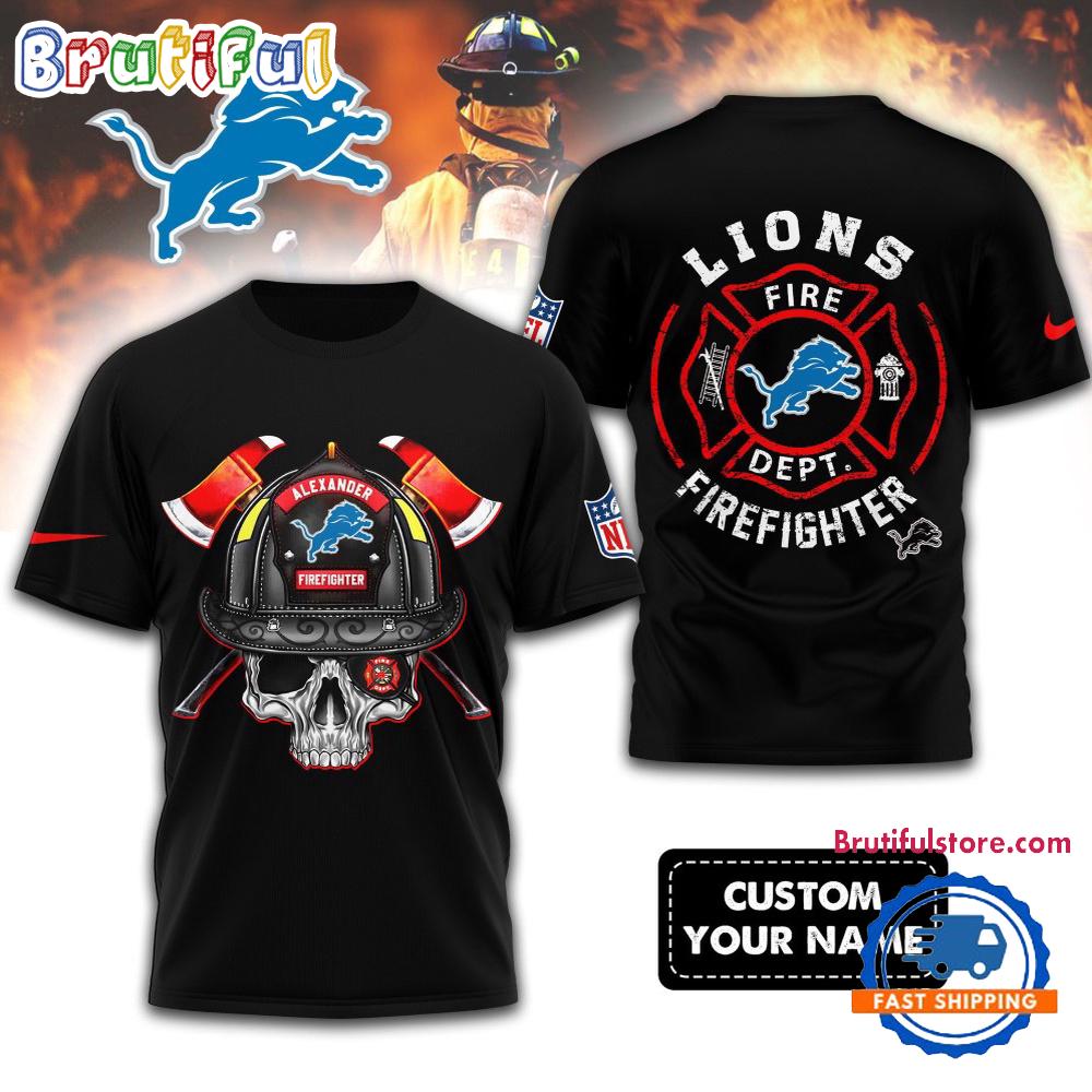 Sportswearmerch Detroit Lions NFL Football Team Fire Fighter T-Shirt For Fan