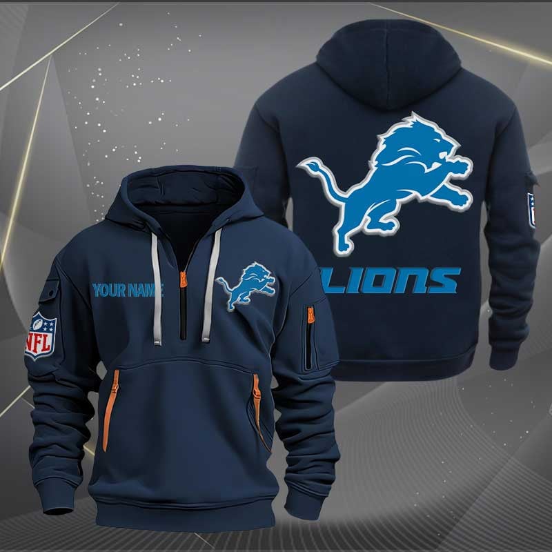 Sportswearmerch Detroit Lions NFL Half Zip Hoodie For Fan