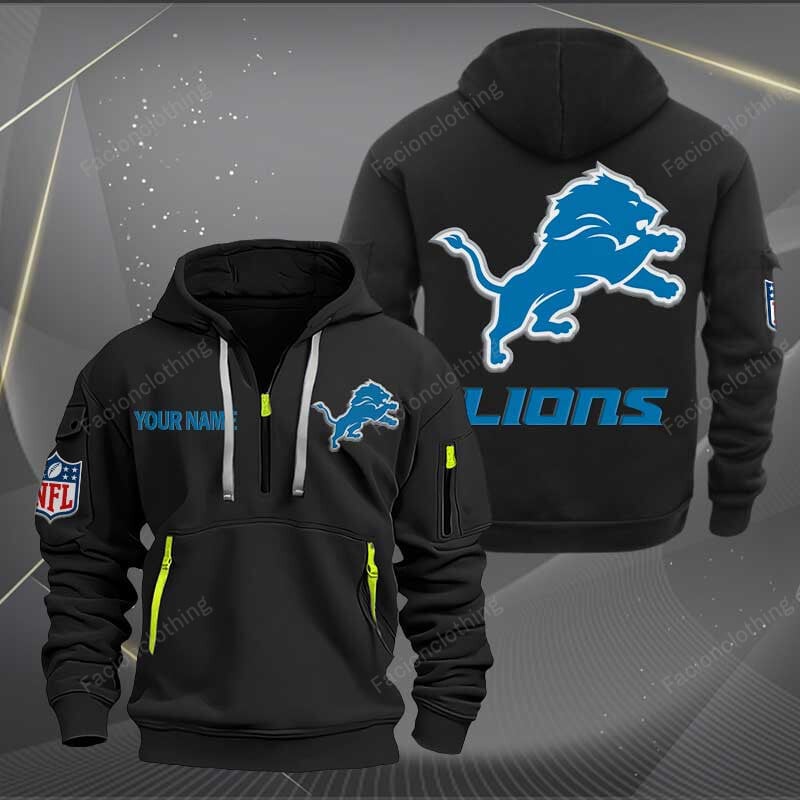 Sportswearmerch Detroit Lions NFL Half Zip Hoodie For Fan