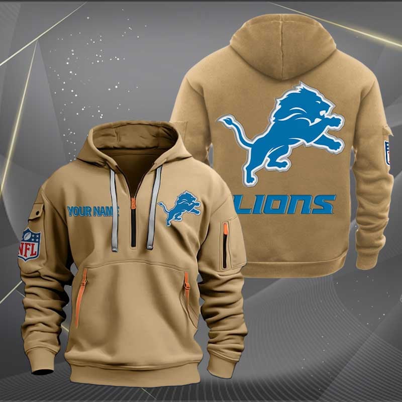 Sportswearmerch Detroit Lions NFL Half Zip Hoodie For Fan