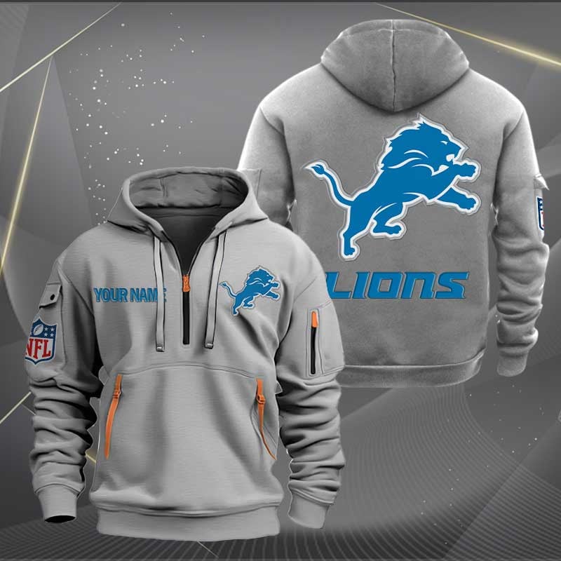 Sportswearmerch Detroit Lions NFL Half Zip Hoodie For Fan