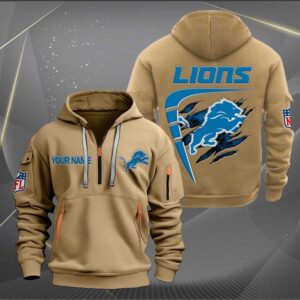 Sportswearmerch Detroit Lions NFL Personalized Half Zip Hoodie For Fan