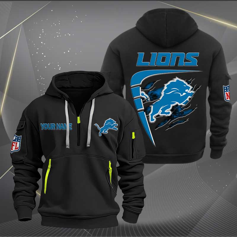 Sportswearmerch Detroit Lions NFL Personalized Half Zip Hoodie For Fan