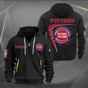 Sportswearmerch Detroit Pistons NBA Personalized Half Zip Hoodie For Fan