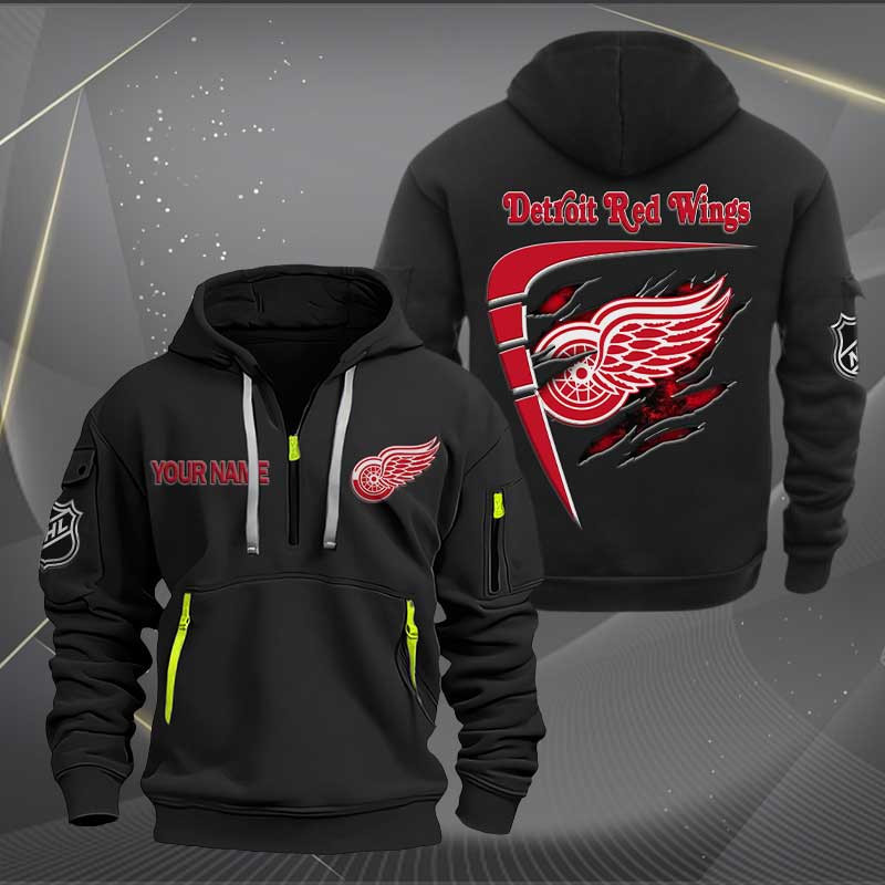 Sportswearmerch Detroit Red Wings NHL Personalized Half Zip Hoodie For Fan