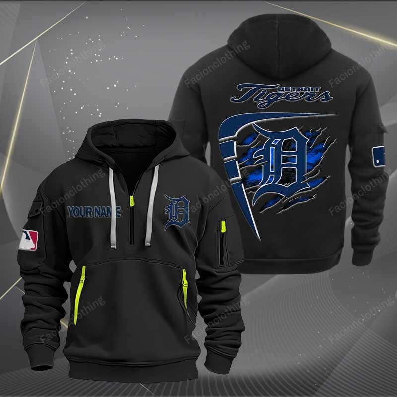 Sportswearmerch Detroit Tigers MLB Personalized Half Zip Hoodie For Fan