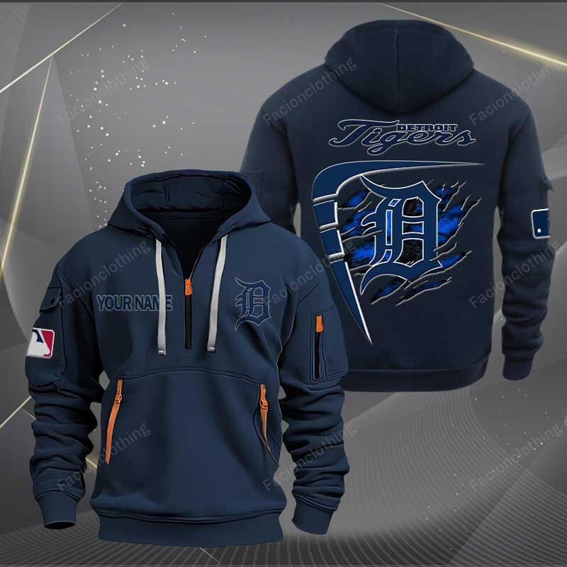 Sportswearmerch Detroit Tigers MLB Personalized Half Zip Hoodie For Fan
