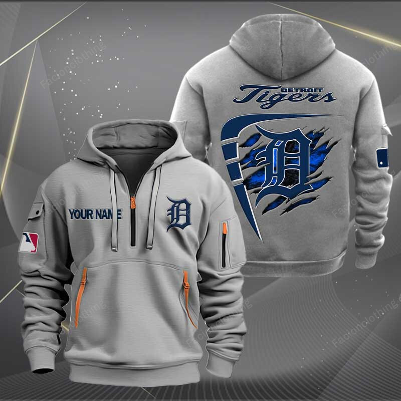 Sportswearmerch Detroit Tigers MLB Personalized Half Zip Hoodie For Fan