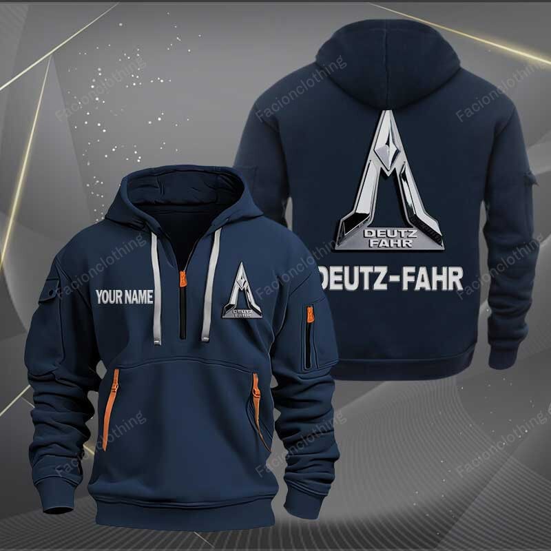 Sportswearmerch Deutz-Fahr Tractor Half Zip Hoodie For Fan
