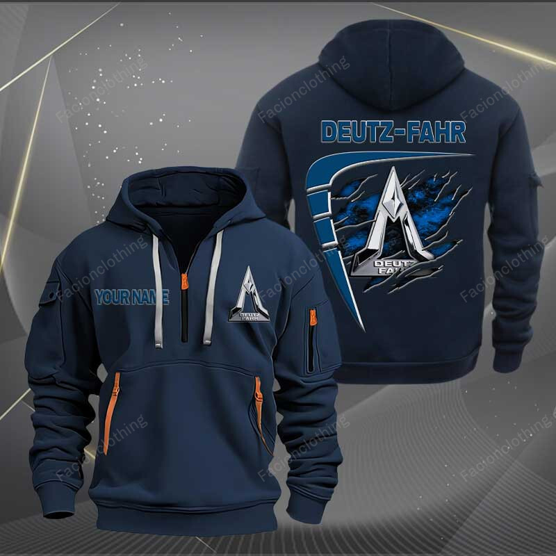 Sportswearmerch Deutz-Fahr Tractor Personalized Half Zip Hoodie For Fan