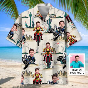 Sportswearmerch Dirt Bike Desert Custom Photo Hawaiian Shirt For Fan