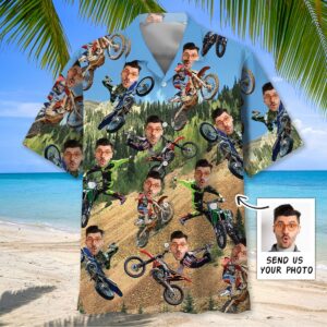 Sportswearmerch Dirt Trails Custom Face Hawaiian Shirt For Fan