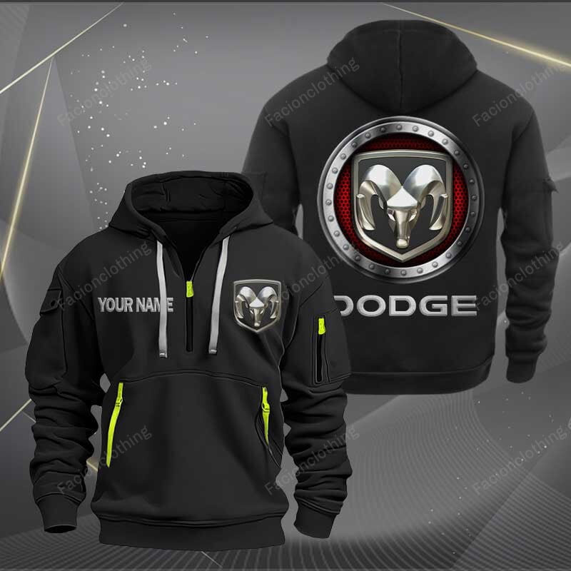 Sportswearmerch Dodge Car Personalized Half Zip Hoodie For Fan