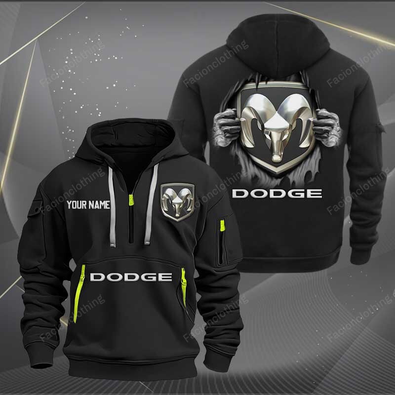 Sportswearmerch Dodge Car Personalized Half Zip Hoodie For Fan