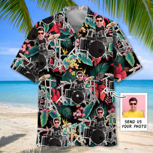 Sportswearmerch Drummer Tropical Custom Photo Hawaiian Shirt For Fan